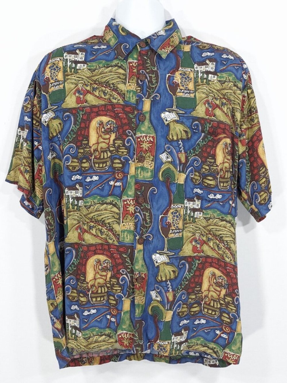 Vtg Kahala Wine Drinking Colorful Hawaiian Aloha Shirt Men, USA Made Rayon. Sz M